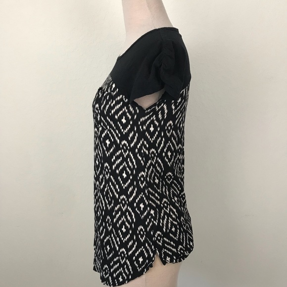 Anthro Meadow Rue Geo Black White Top Sz XS - Picture 4 of 8